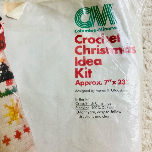 Vintage 1978 Columbia Minerva Crochet Christmas Stocking Idea Kit New Personaliz - Picture 3 of 10